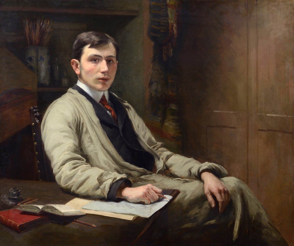 Auguste Delécluse (1855-1928) Portrait Of The Artist's Son, Eugène Delécluse Roubaix