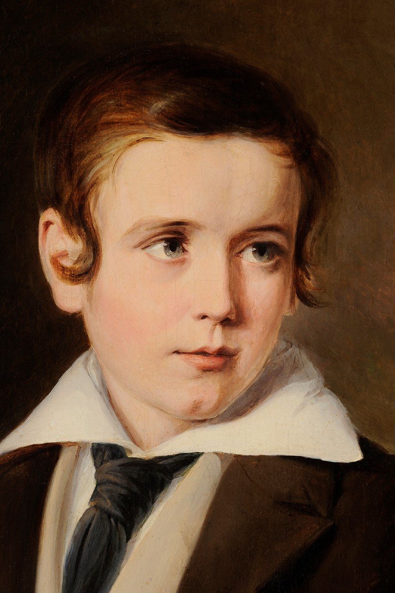 French School Circa 1815 - Portrait Of A Young Boy-photo-3