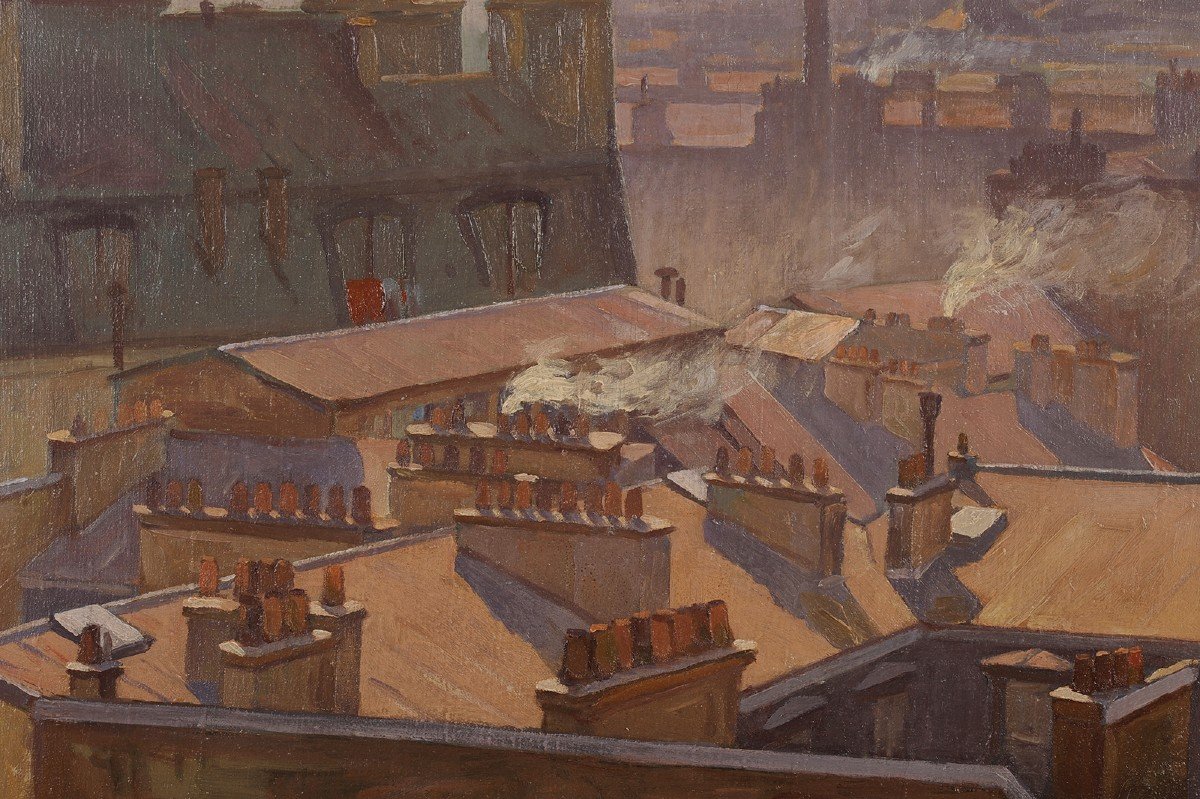 Henri Dupont-crespin (1882-1953) The Roofs Of Paris-photo-3