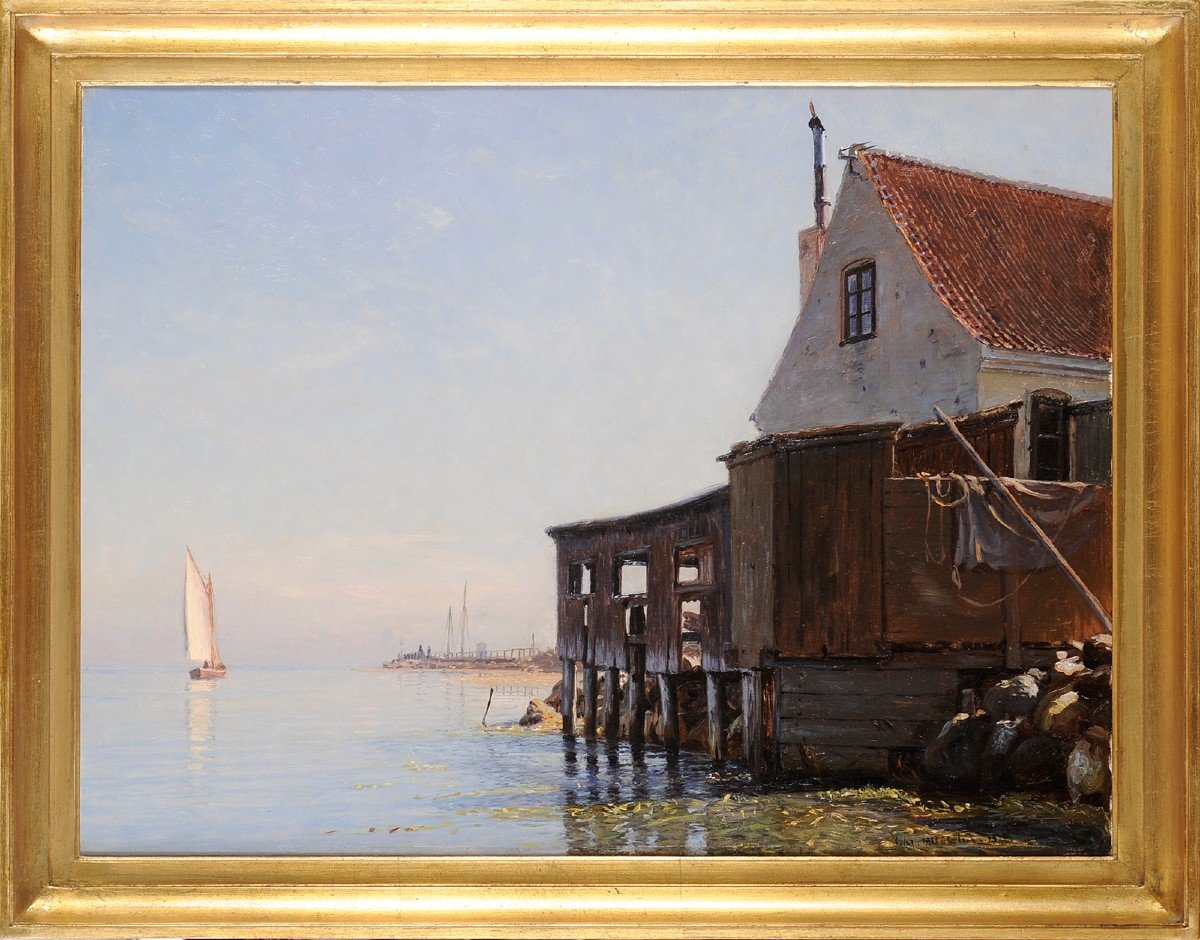 Christian Mølsted (1862-1930) Vue du port de Dragør Danemark Danoise-photo-2