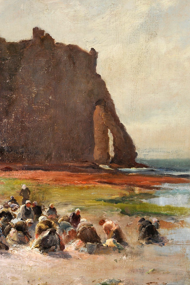 Georges Villain (1854-1930) Etretat, The Washerwomen Normandy-photo-3