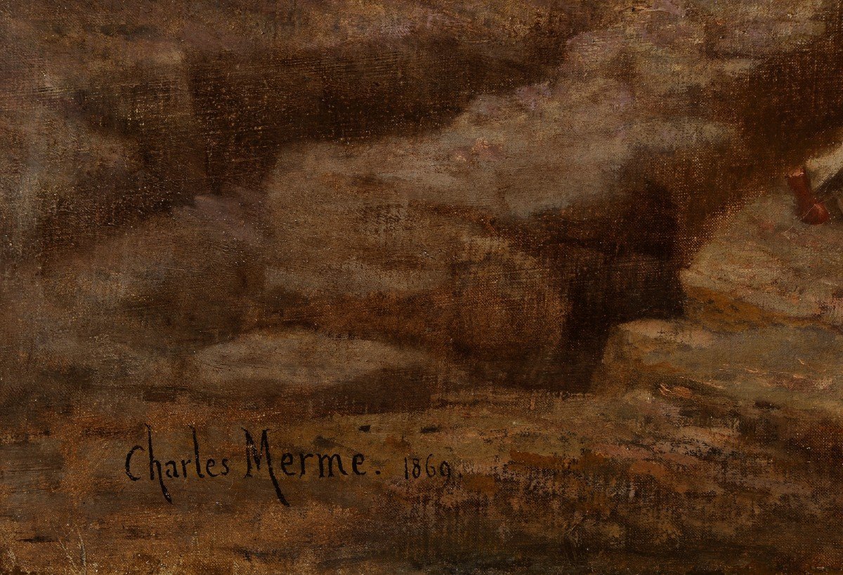 Charles Mermé (1818-1869) La bénédiction du Coureau de Groix à Larmor Bretagne Lorient-photo-4