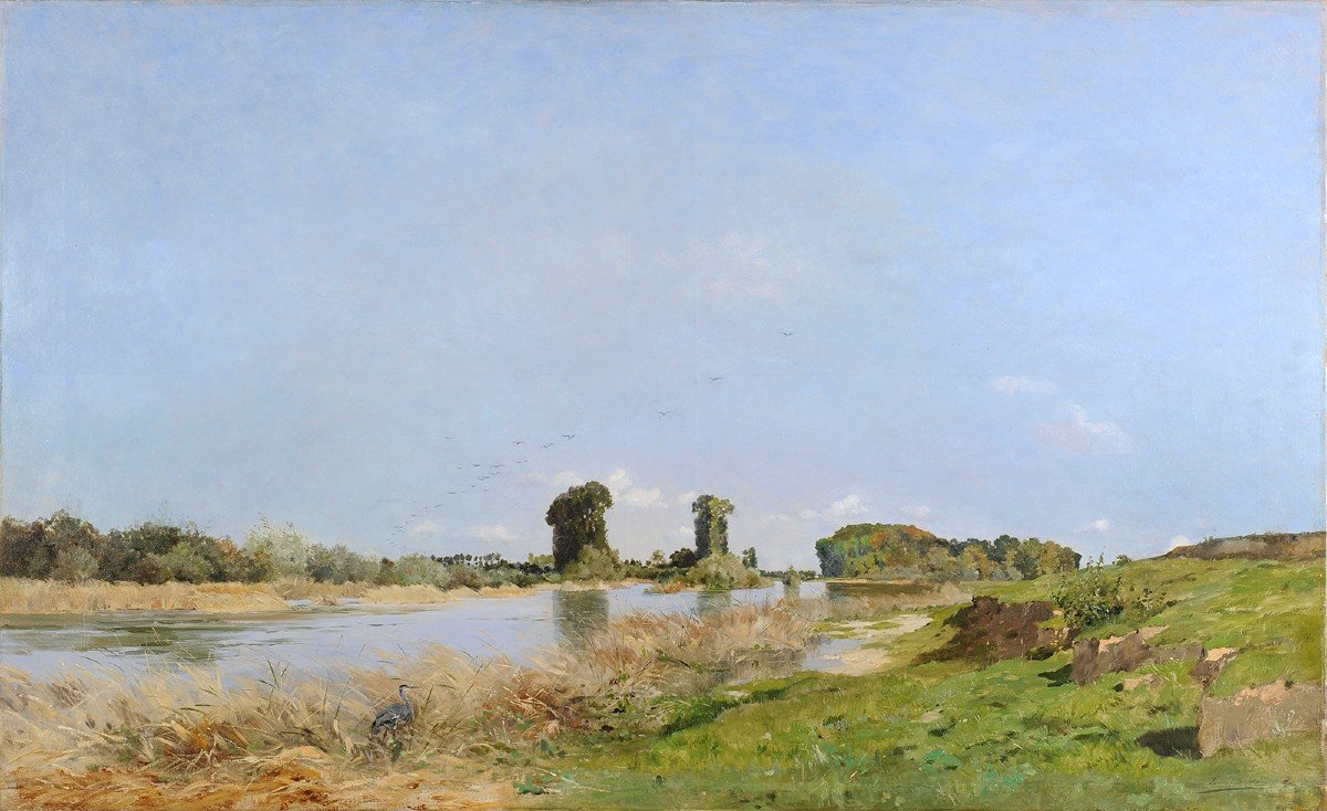 Edmond Yon (1841-1897) Large Edge Of The Bird River - Seine?-photo-2
