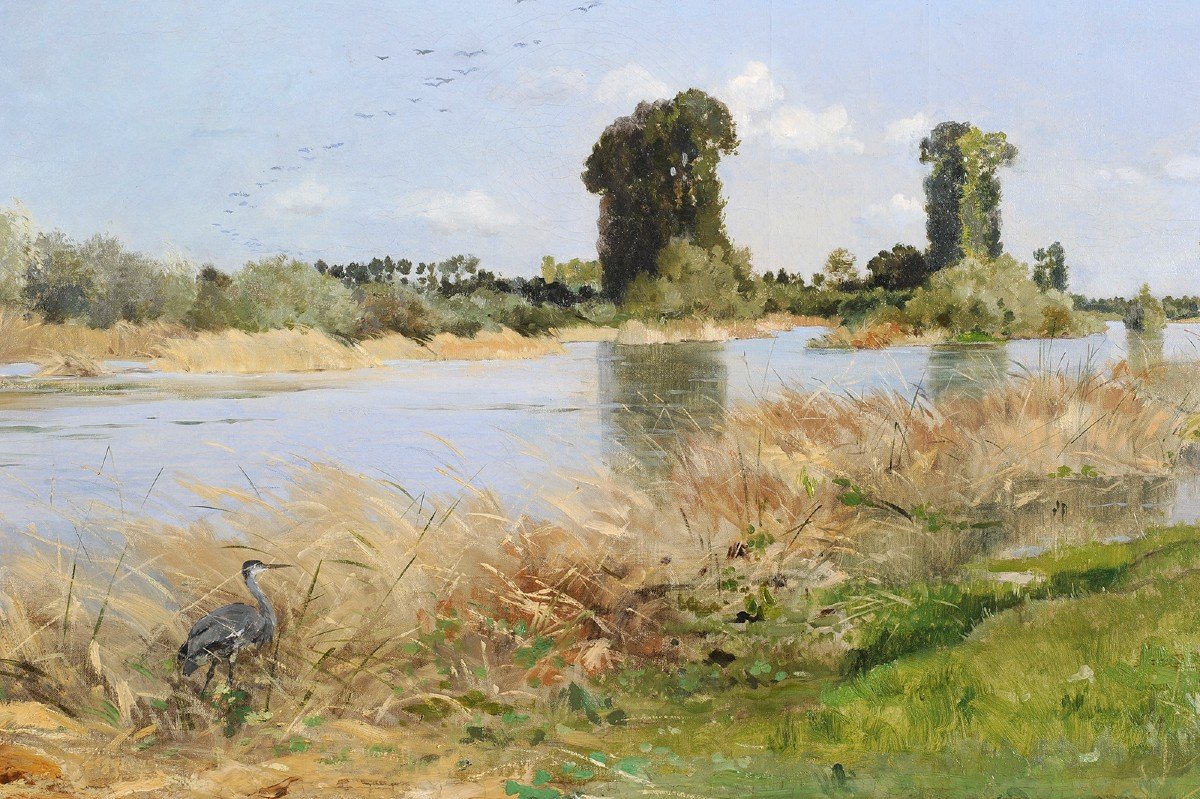 Edmond Yon (1841-1897) Large Edge Of The Bird River - Seine?-photo-3