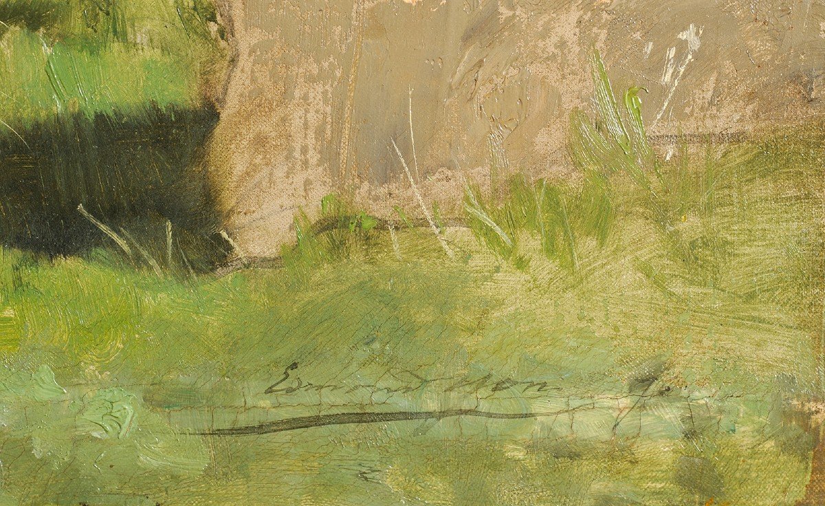 Edmond Yon (1841-1897) Large Edge Of The Bird River - Seine?-photo-1