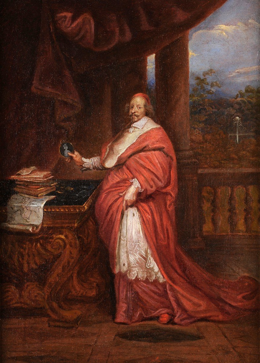 French School Circa 1645 - Portrait Of Cardinal Mazarin