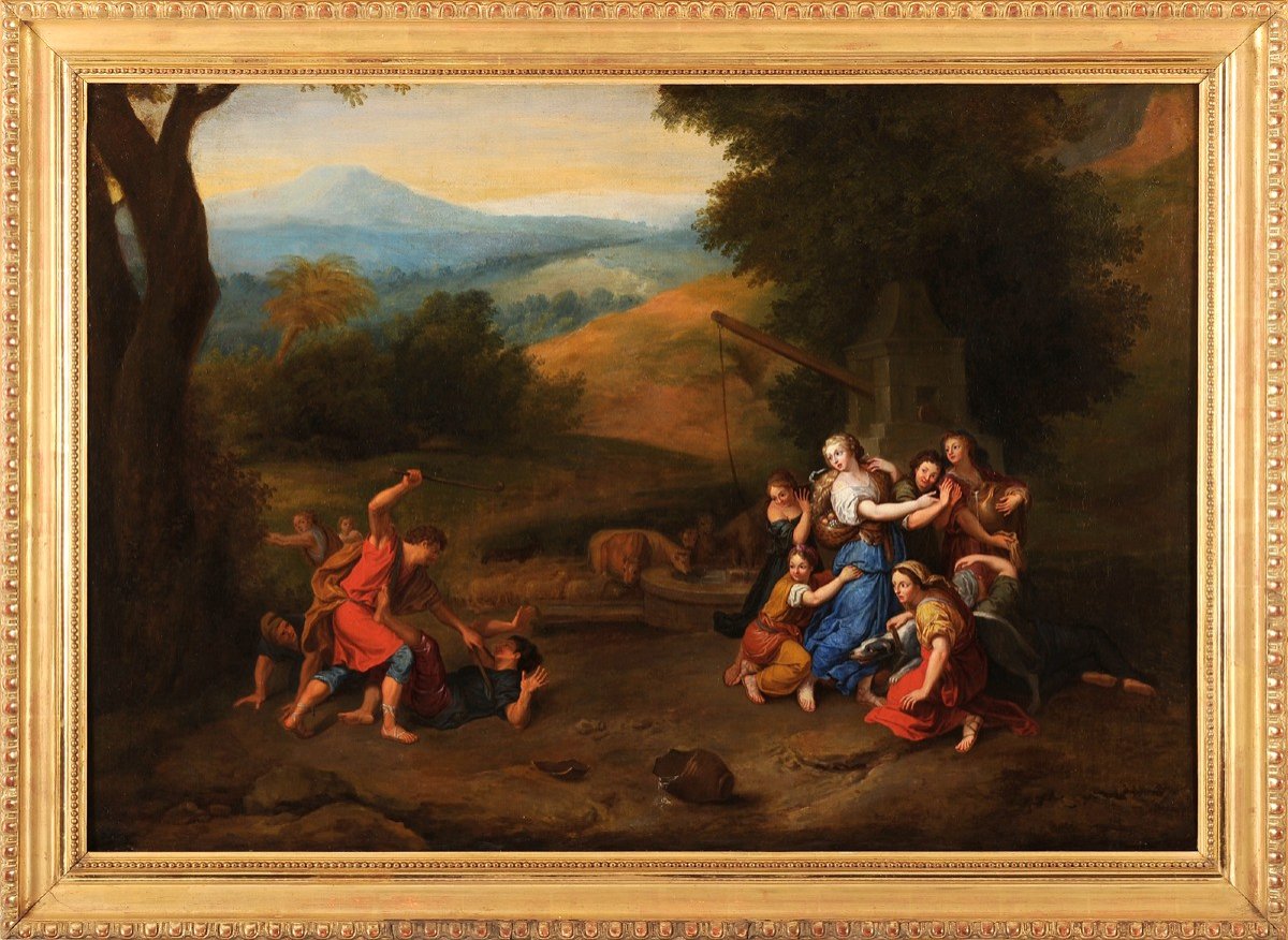 Workshop Of Louis De Boullogne - Moses Defending The Daughters Of Jethro Charles Le Brun