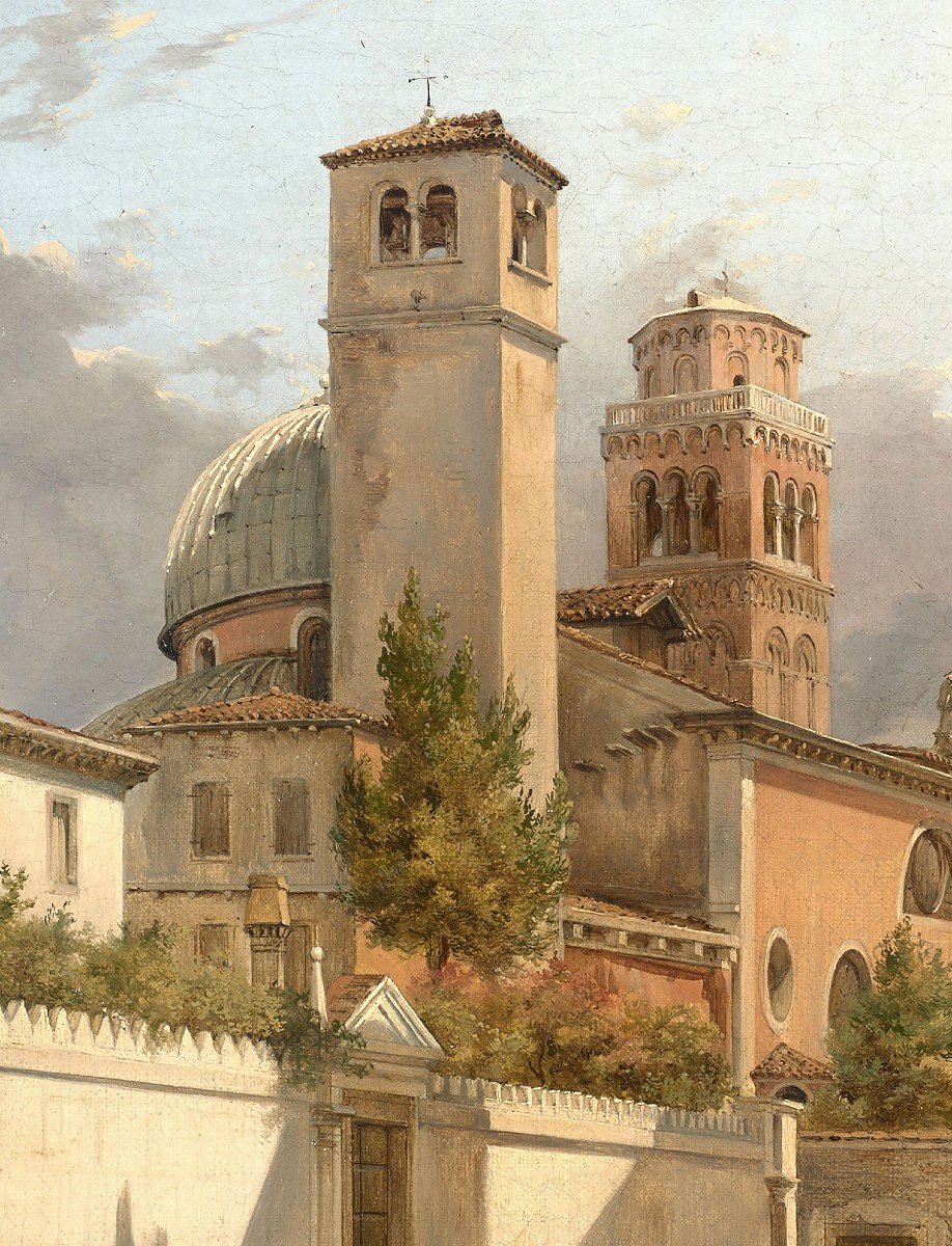 Att. à Frans Vervloet (1795-1872) Venise, l’arrière de l’église Saint Roch et des Frari-photo-2