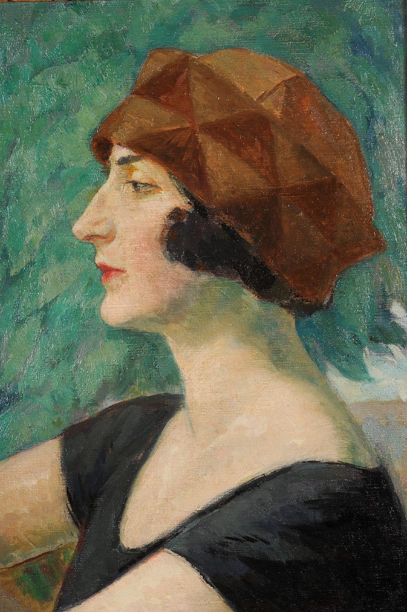 Robert Mahias (1890-1962) Portrait Of A Woman In Profile-photo-3