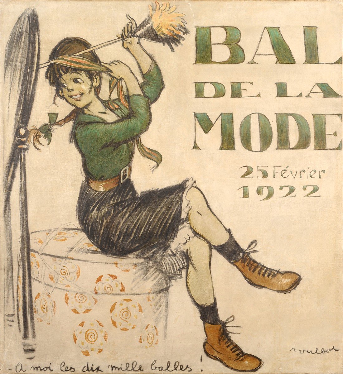 Francisque Poulbot (1879-1946) Painting Poster Project For The Bal De La Mode