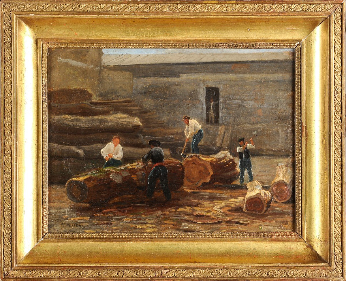 French School Around 1840 - The Sawmill - Sketch-photo-2