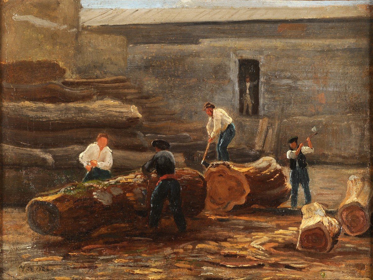 French School Around 1840 - The Sawmill - Sketch