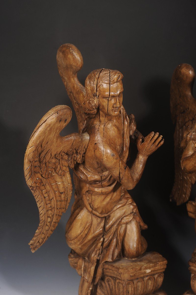 Pair Of Sculpted Angels - France Circa 1700-photo-2