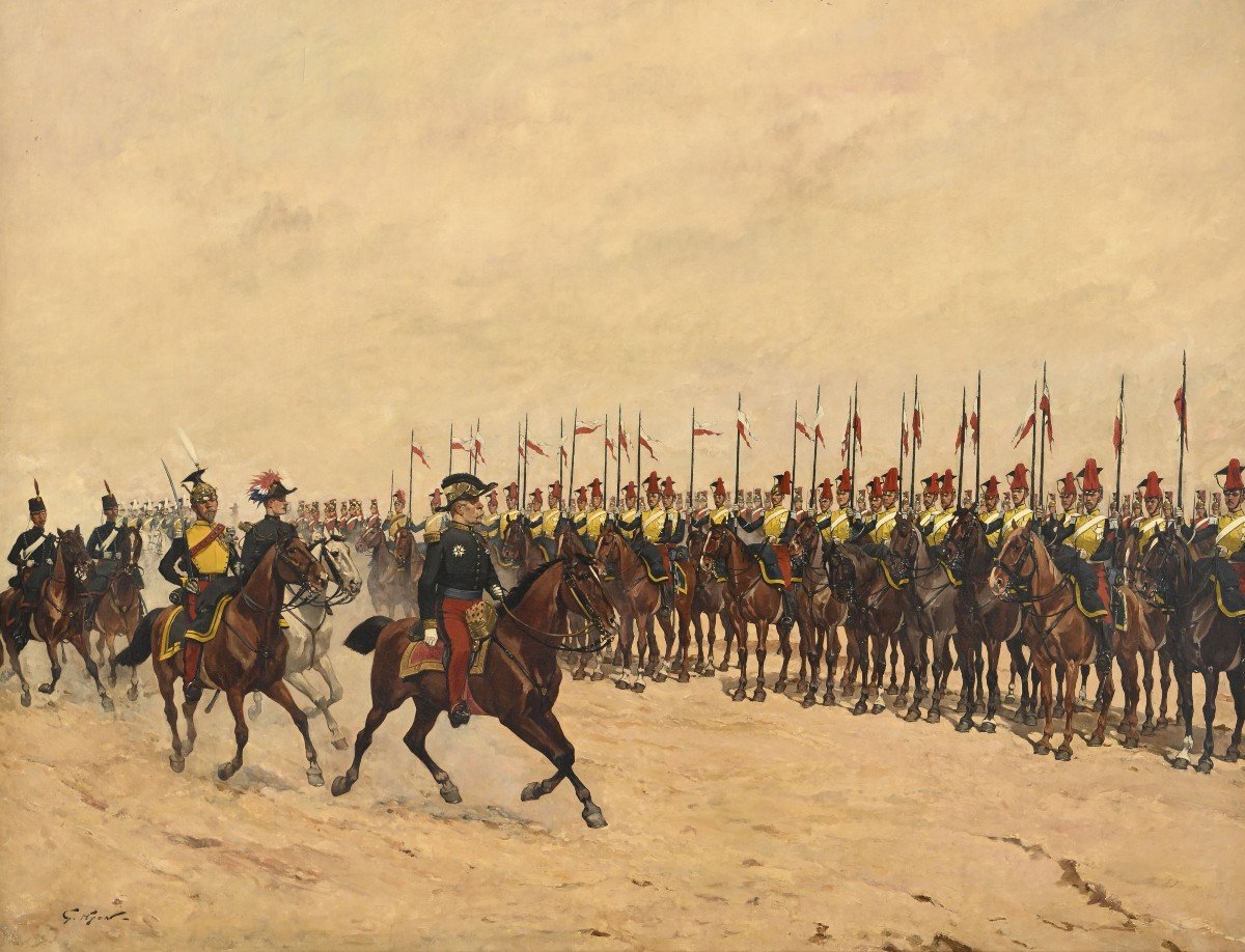 Georges Hyon (1840-1913) Cavalry Review Of The 2nd Lancers Regiment-photo-2