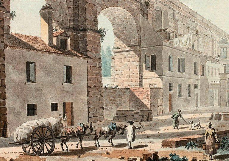 Att. To Jacques Swebach-desfontaines (1769-1823) Arcueil: The Medici Aqueduct Bridge-photo-2