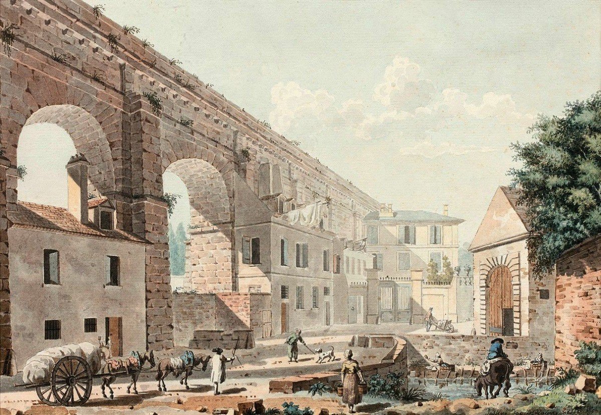 Att. To Jacques Swebach-desfontaines (1769-1823) Arcueil: The Medici Aqueduct Bridge