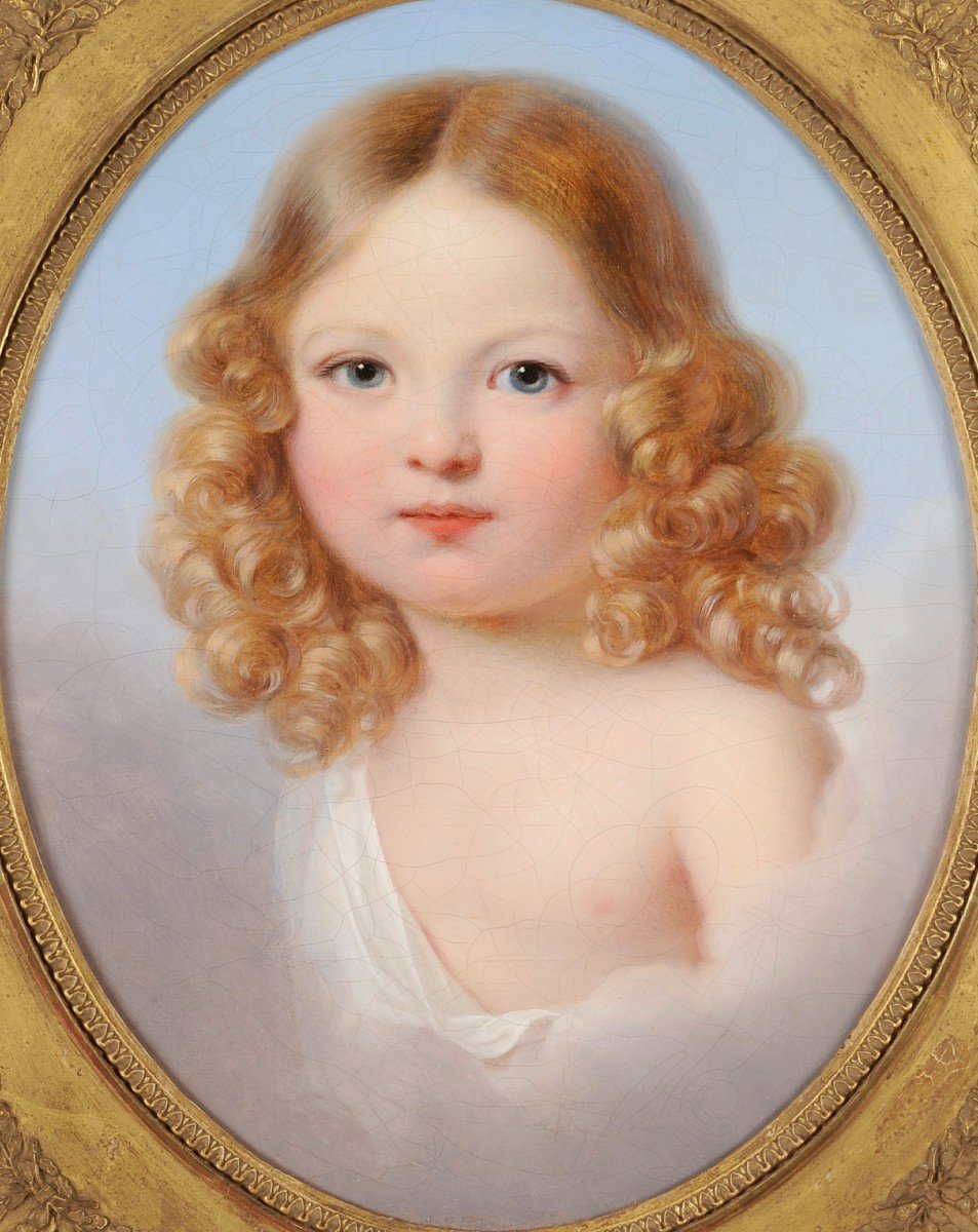 Portrait Of A Child In The Clouds - French School Around 1800-photo-2