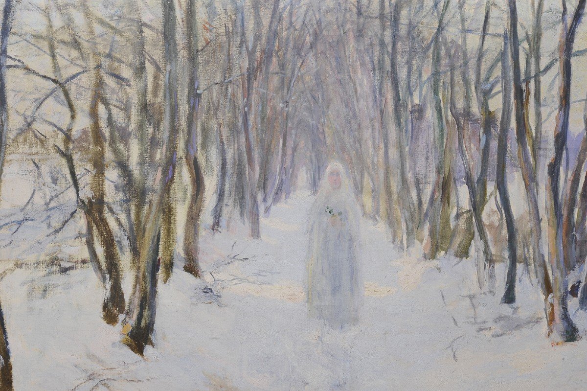 Numa Gillet (1868-1940) Communicant In The Snow - Bordeaux-photo-2