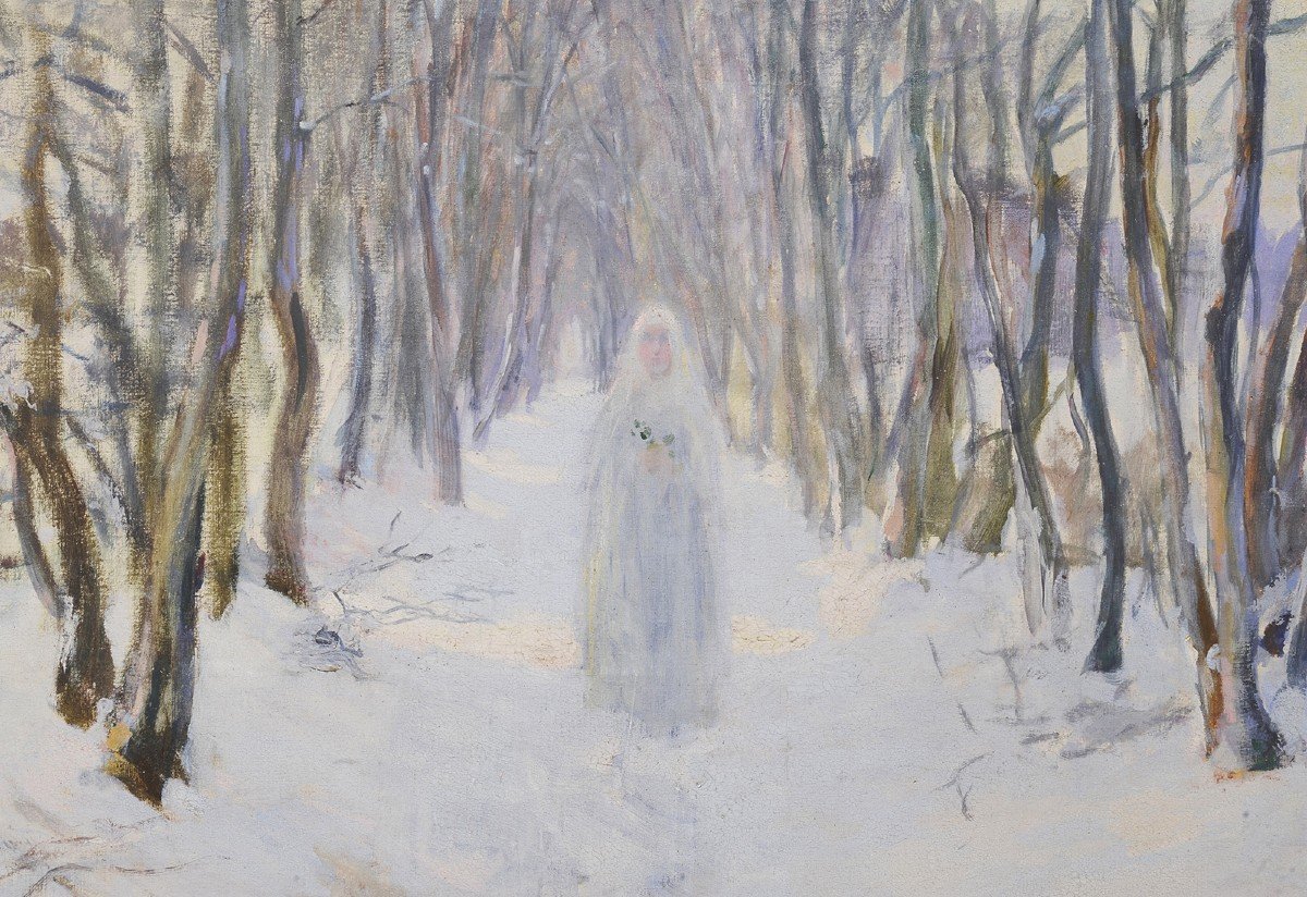 Numa Gillet (1868-1940) Communicant In The Snow - Bordeaux-photo-3