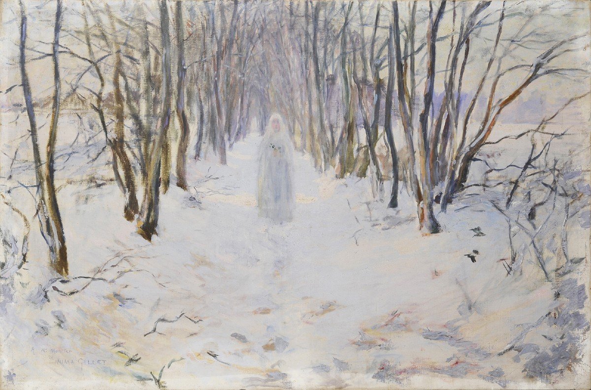 Numa Gillet (1868-1940) Communiante dans la neige - Bordeaux