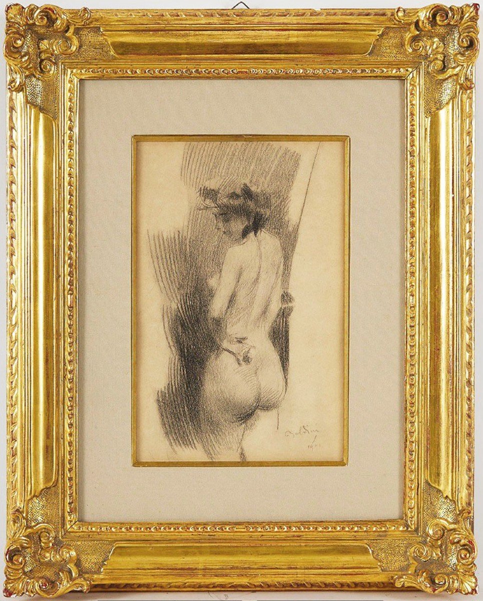 Giovanni Boldini (1842-1931) Nude From Behind, Presumed Portrait Of Lina Cavalieri-photo-2