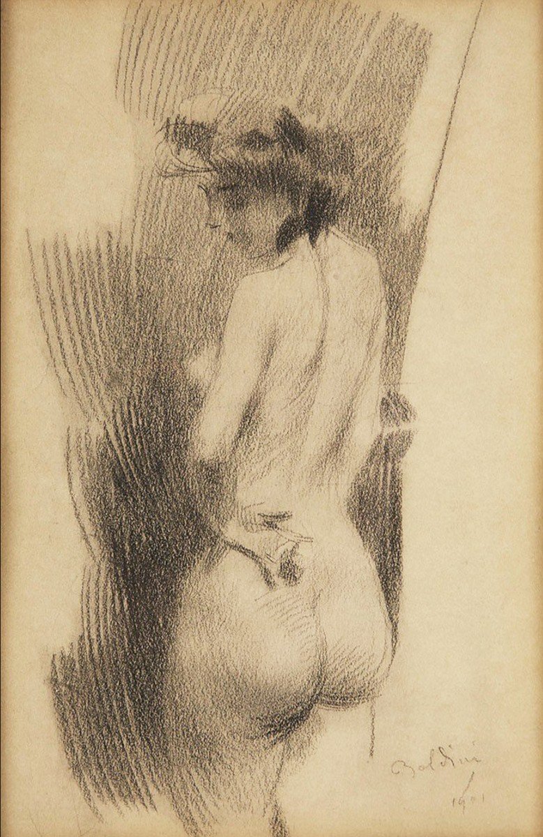 Giovanni Boldini (1842-1931) Nude From Behind, Presumed Portrait Of Lina Cavalieri