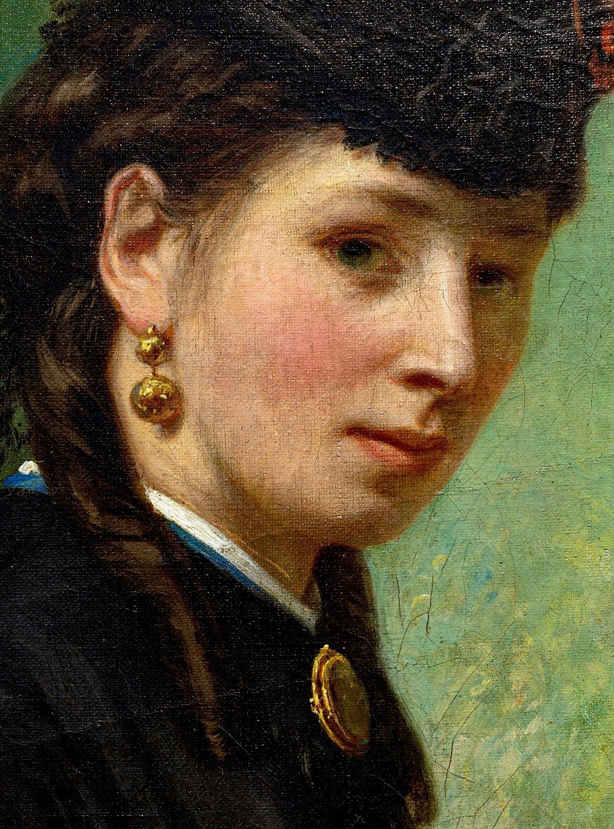 Auguste Chauvin (1810-1884) Portrait de Coraline Liège Peintre belge-photo-3