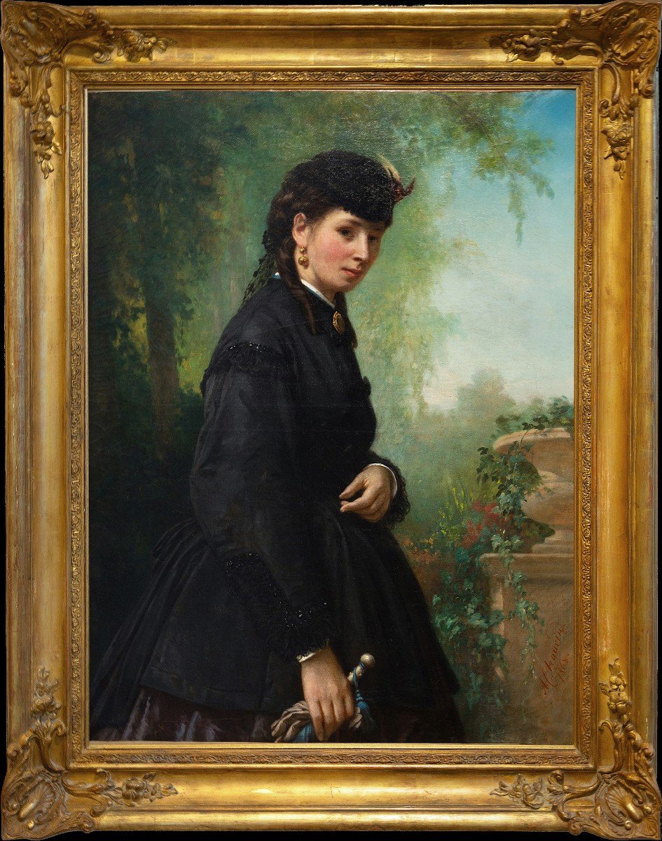 Auguste Chauvin (1810-1884) Portrait de Coraline Liège Peintre belge