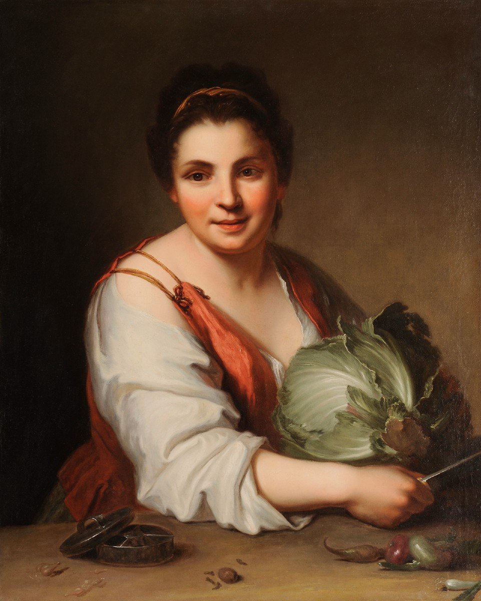 Jean-Baptiste Santerre (1651-1717) La coupeuse de choux - Portrait de femme