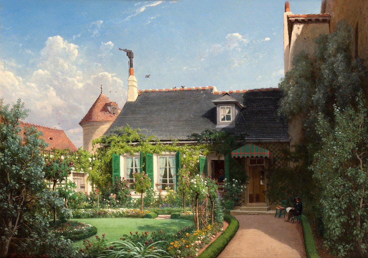 Louis-Auguste Lapito (1803-1874) Le jardin fleuri