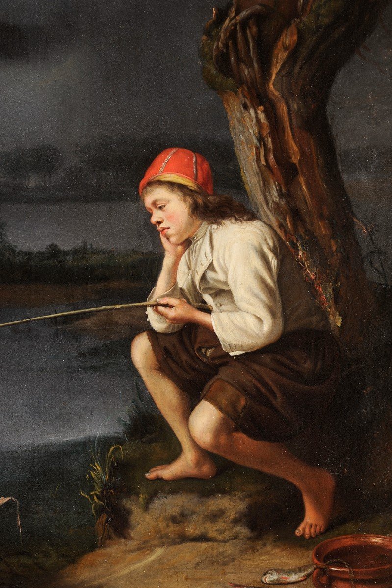 Att. To Godfried Schalken (1643-1706) Young Angler Schalcken-photo-3