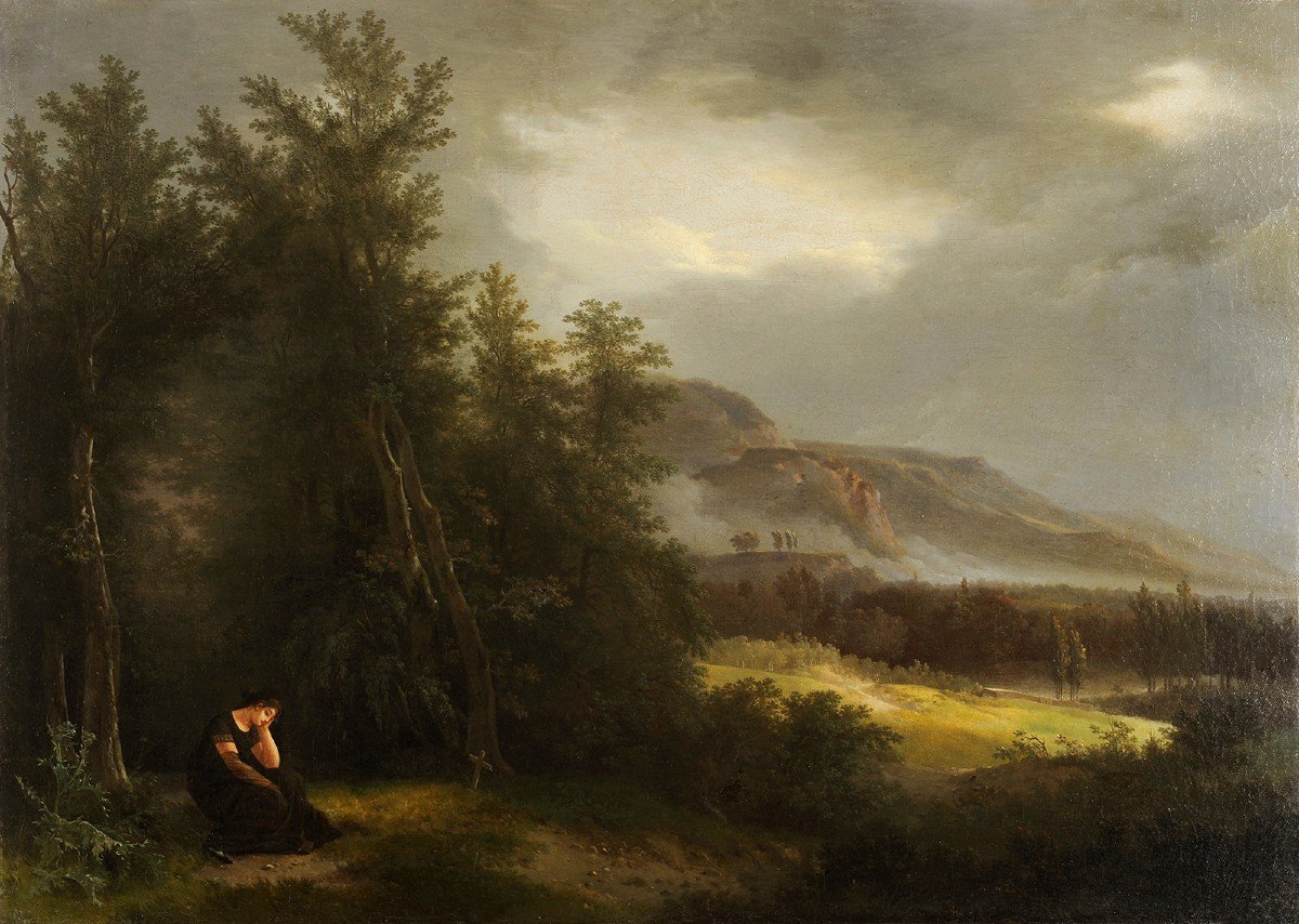 Entourage Of Sablet - Mourning Woman In A Stormy Mountain Landscape