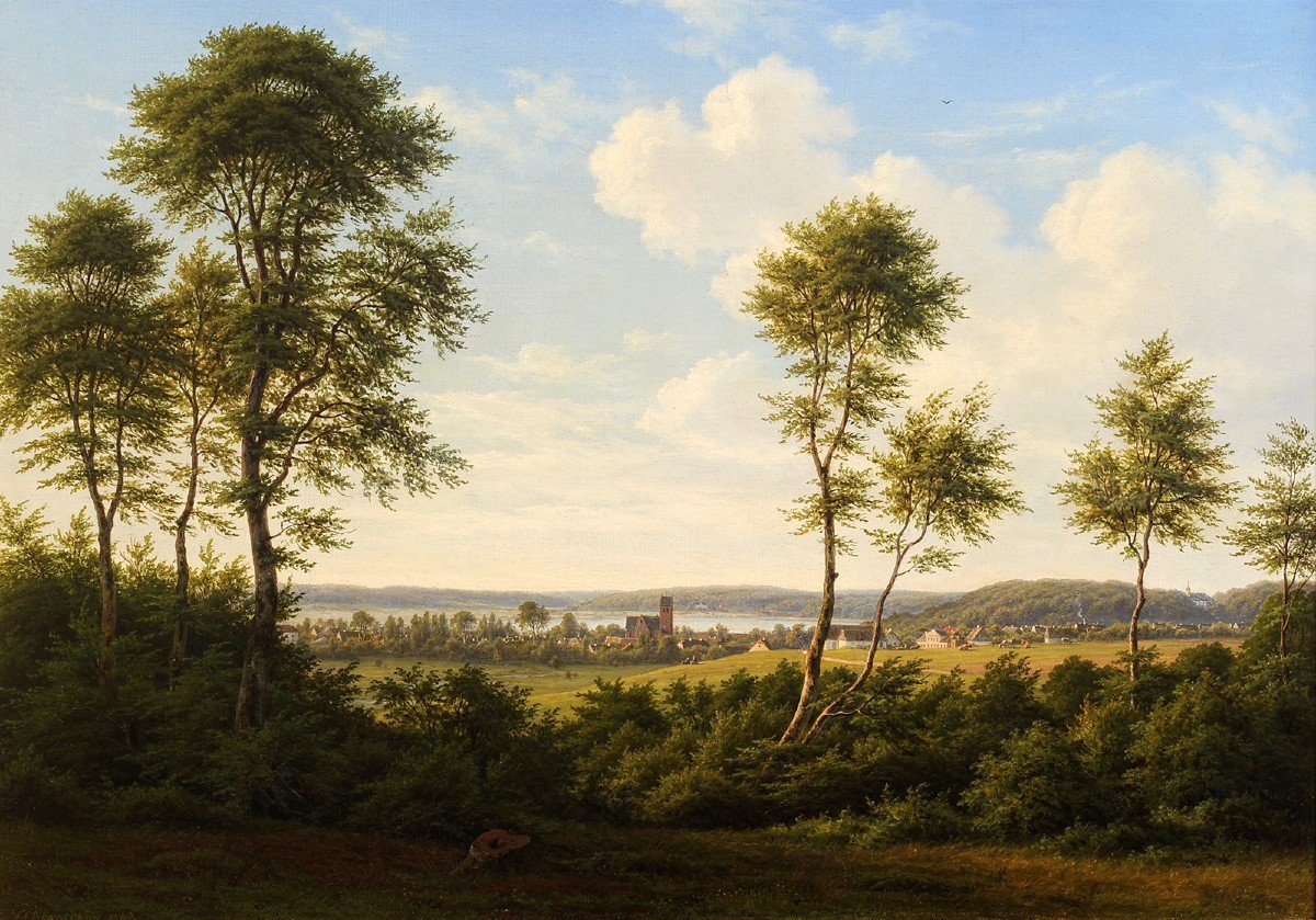 Fc Kiærschou (1805-1891) Landscape Of Denmark Probably Sollerod-photo-2