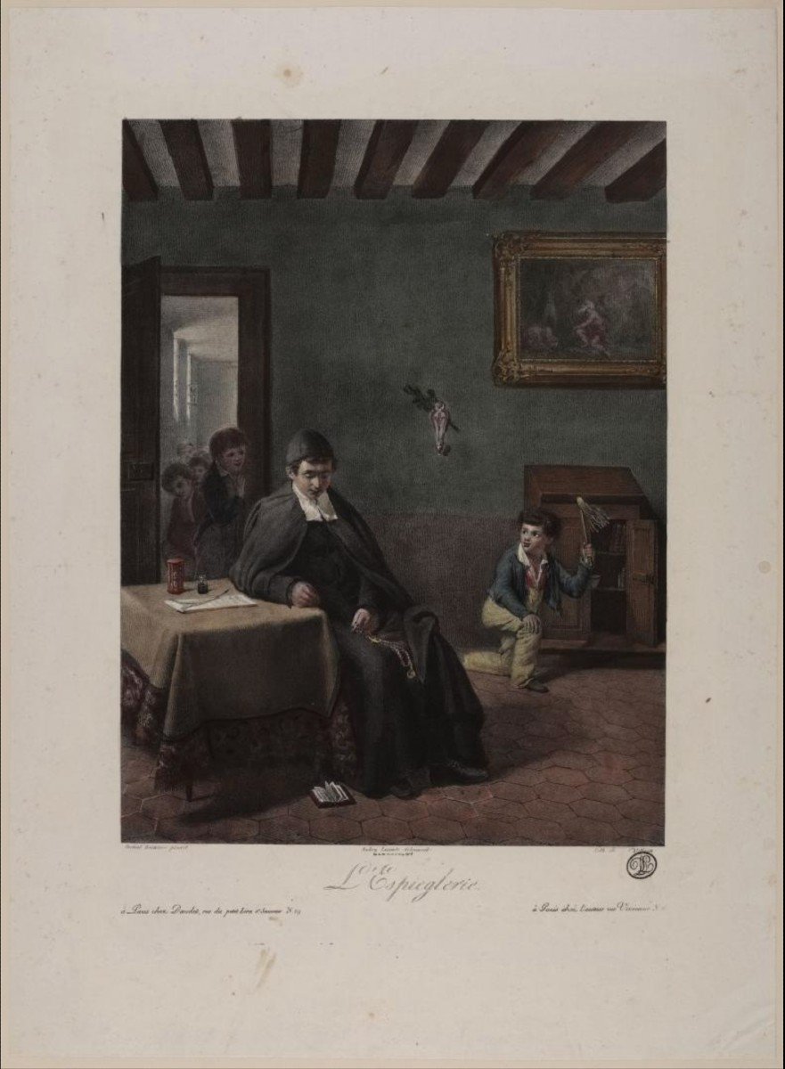 Pierre Duval Lecamus (1790-1854) Diner en bonne compagnie - Prêtre curé-photo-3