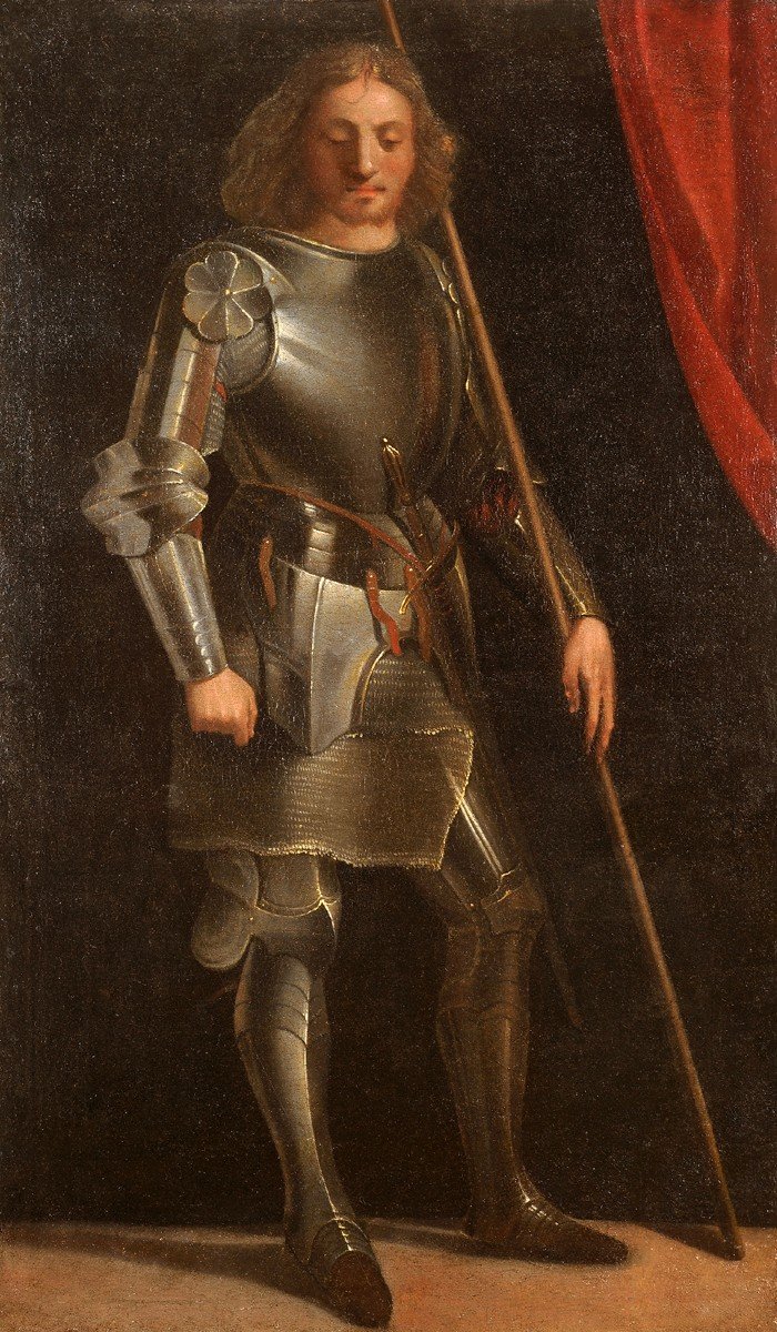 The Imitator Of Giorgione (france Or Italy, Early 17th Century) Study Of A Man In Armor