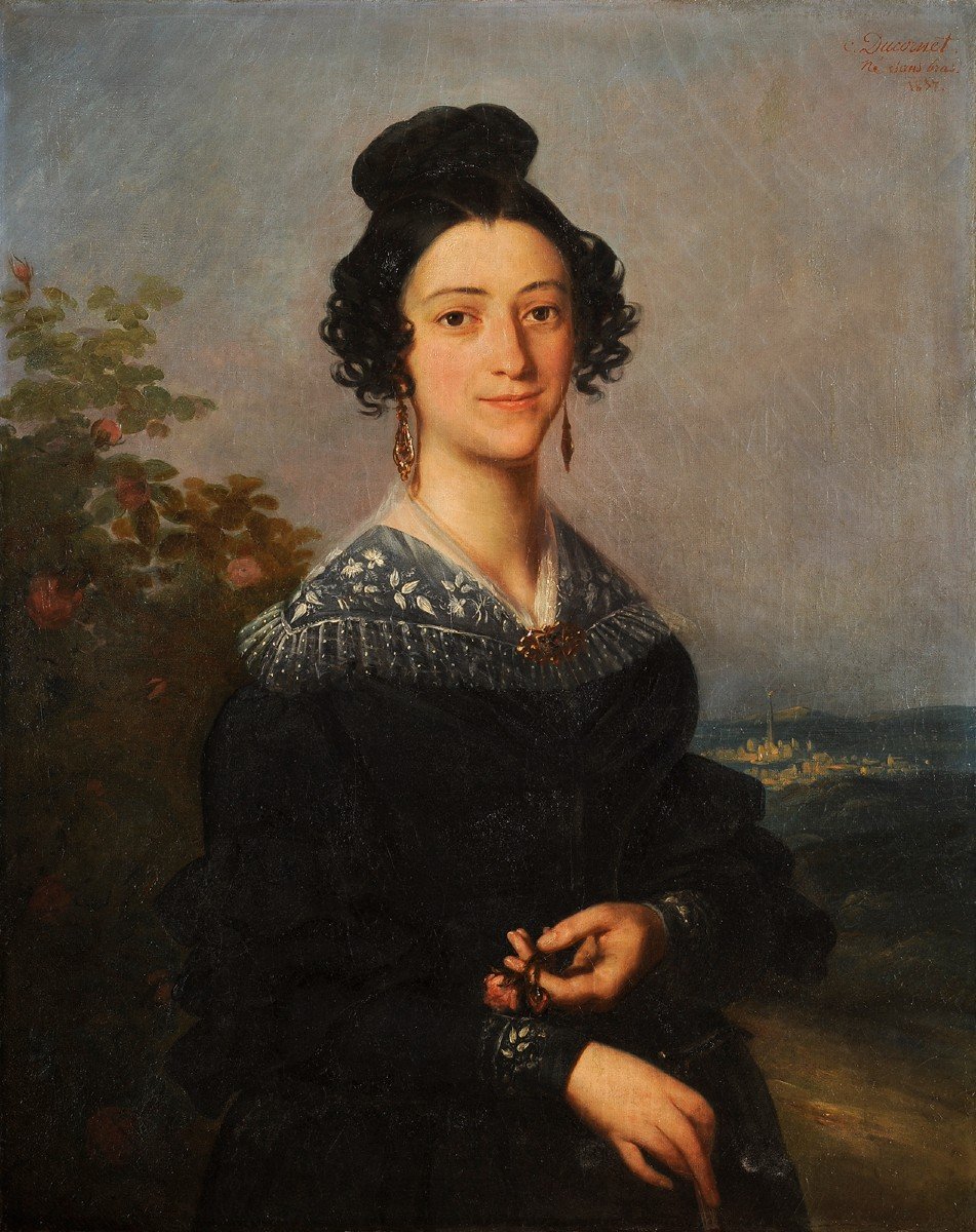 César Ducornet, né sans bras (1806-1856) Portrait de jeune fille-photo-2