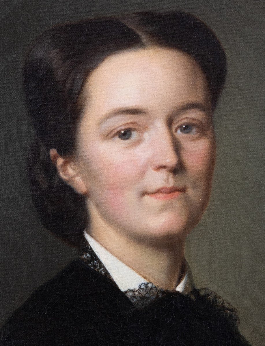 Victor De Grandchamp (1822-1869) Portrait Of Louise Yvert Née Geslin - Woman-photo-3