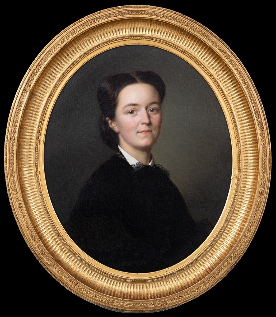 Victor De Grandchamp (1822-1869) Portrait Of Louise Yvert Née Geslin - Woman