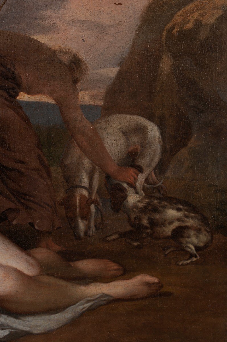 Barend Graat (1628-1709) Diana The Huntress And Her Dogs Naked Hunting-photo-1