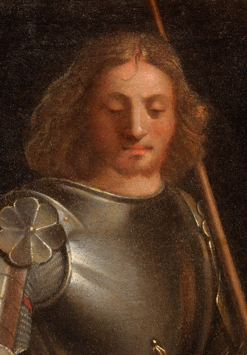 L'imitateur de Giorgione début XVIIe - Portrait d'homme en armure-photo-2