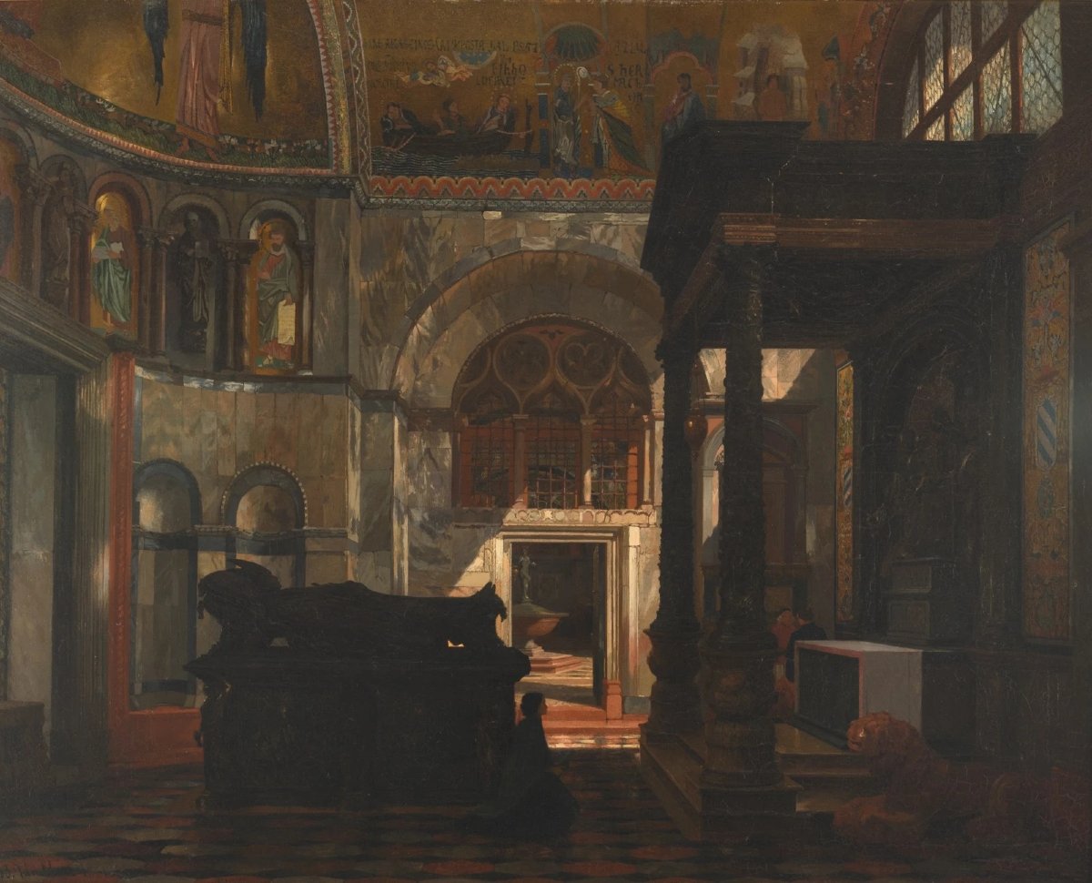 J-B Van Moer (1819-1884) La chapelle Zen de la basilique Saint-Marc de Venise-photo-3