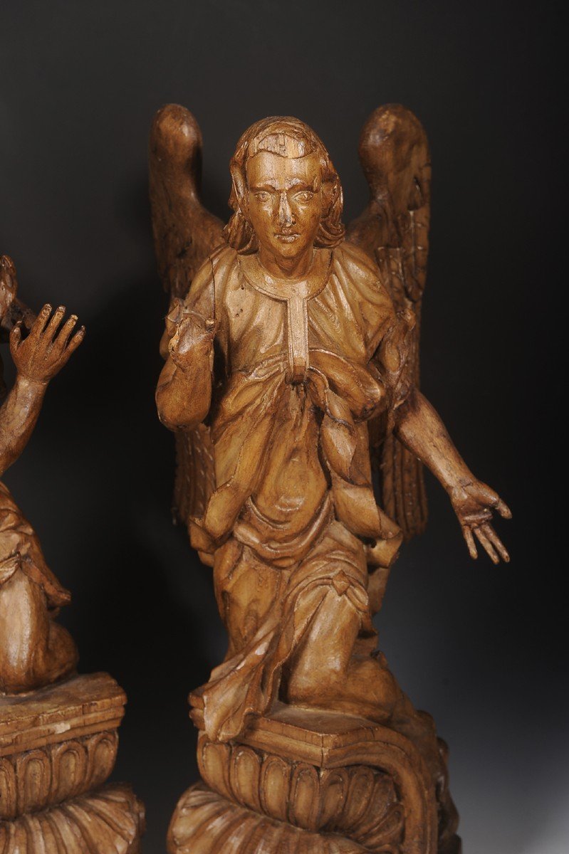 Paire d'anges sculptés - France vers 1700-photo-3