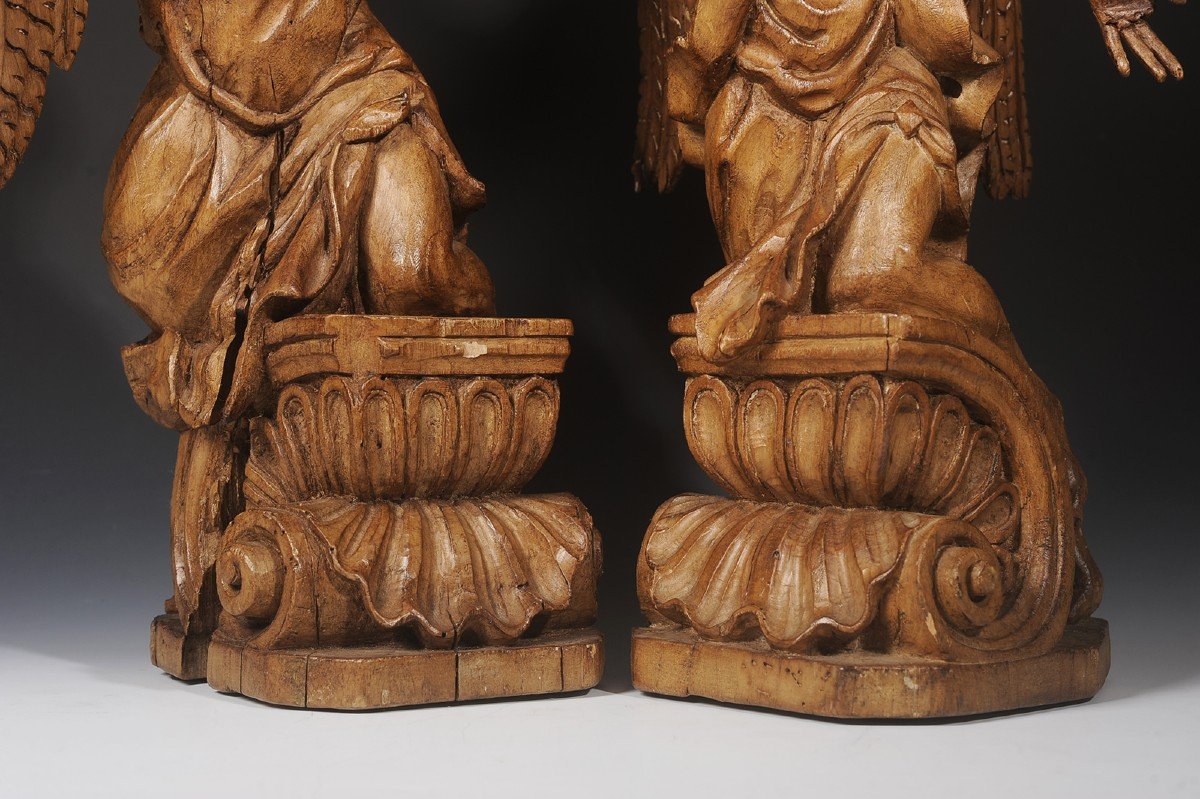 Paire d'anges sculptés - France vers 1700-photo-4