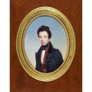 Joseph Hippolyte Lequeutre (1793-1877) Portrait de jeune homme Dunkerque Miniature