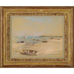 Léon Lhermitte (1844-1925) Arcachon: The Thiers Pastel Pier