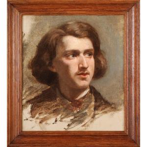 Ecole Française vers 1840 - Esquisse de portrait de dandy