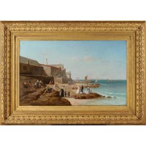 Charles Mermé (1818-1869) La bénédiction du Coureau de Groix à Larmor Bretagne Lorient