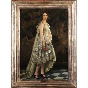 Paul-Albert Laurens (1870-1934) La Robe d’argent - Portrait d’Hélène Kauffmann