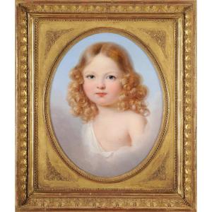 Portrait Of A Child In The Clouds - French School Around 1800