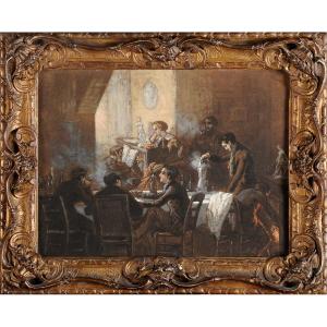 Ent. By Thomas Couture (1815-1879) Meeting Of Romantic Artists